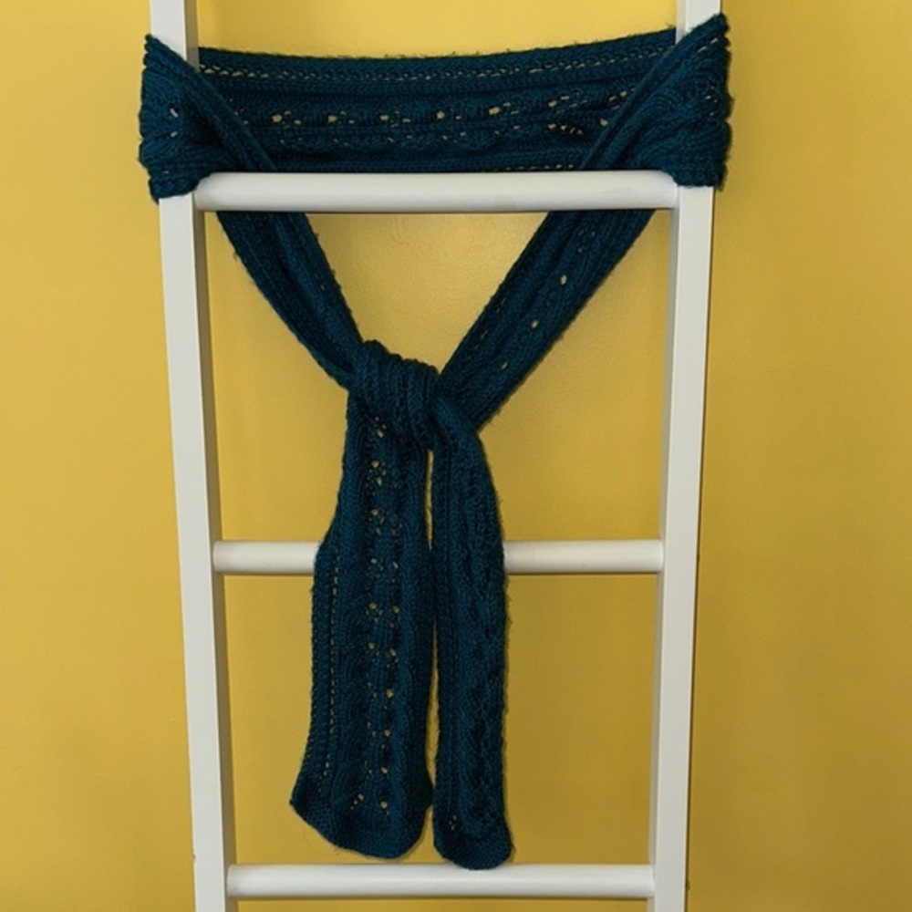 Teal Knit Scarf - Handmade